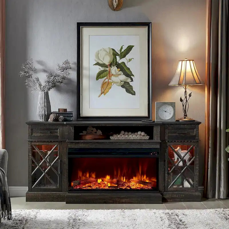 Fireplace TV Stand for 80 Inch TV, Entertainment Center,Media Console