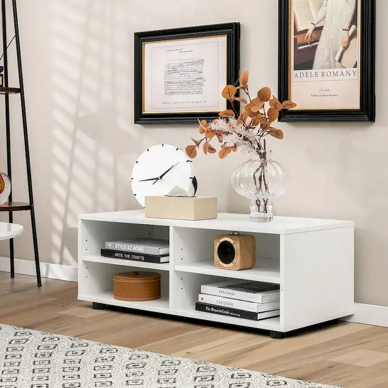 Media Console Entertainment Center 4-Cubby TV Stand Cabinet w/