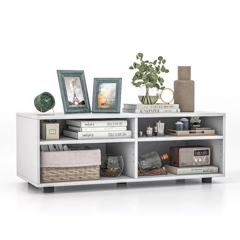 Media Console Entertainment Center 4-Cubby TV Stand Cabinet w/