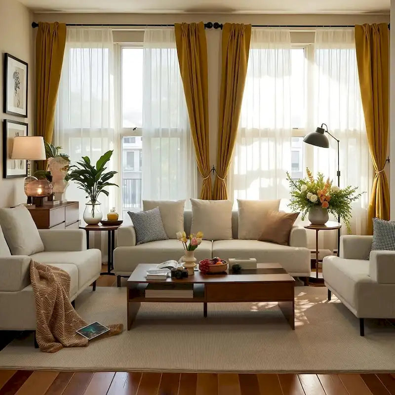 Modern Deep Seat Sofa with Pillows, High Legs, Comfortable Living Room Sofa, Apartment Sofa