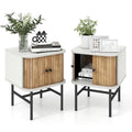 Set of 2 Nightstand Compact Modern End Side Table w/ Sliding