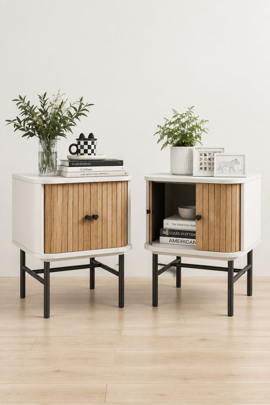 Gymax Set of 2 Nightstand Compact Modern End Side Table w/ Sliding