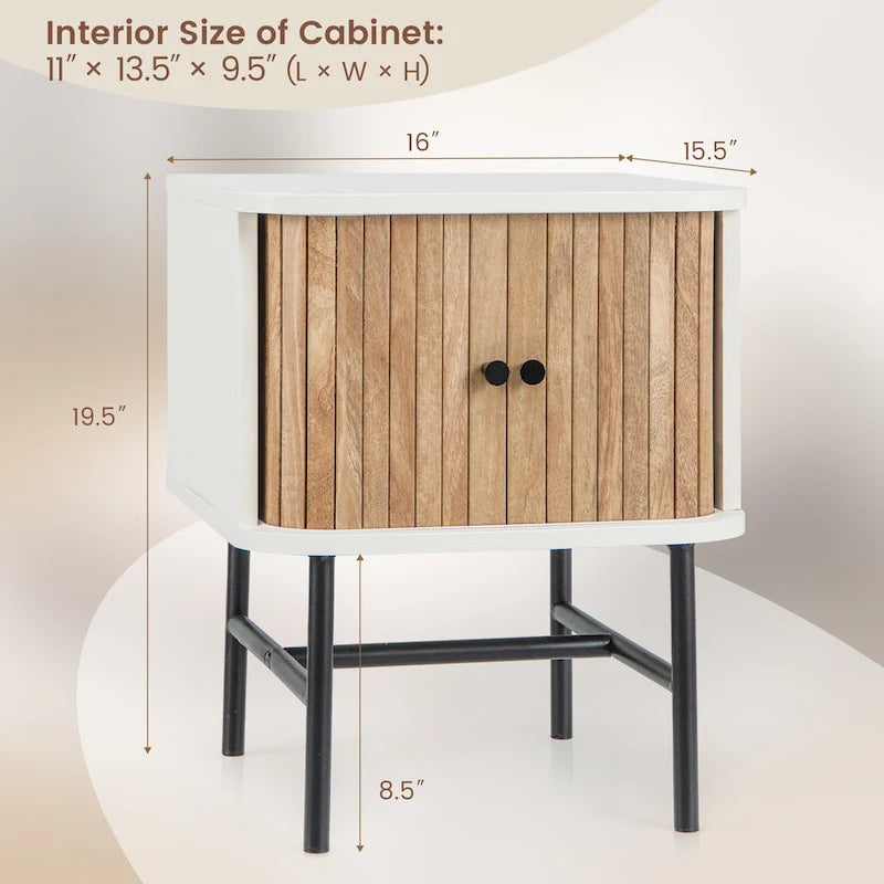 Set of 2 Nightstand Compact Modern End Side Table w/ Sliding