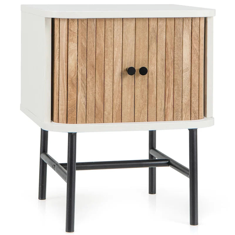 Set of 2 Nightstand Compact Modern End Side Table w/ Sliding