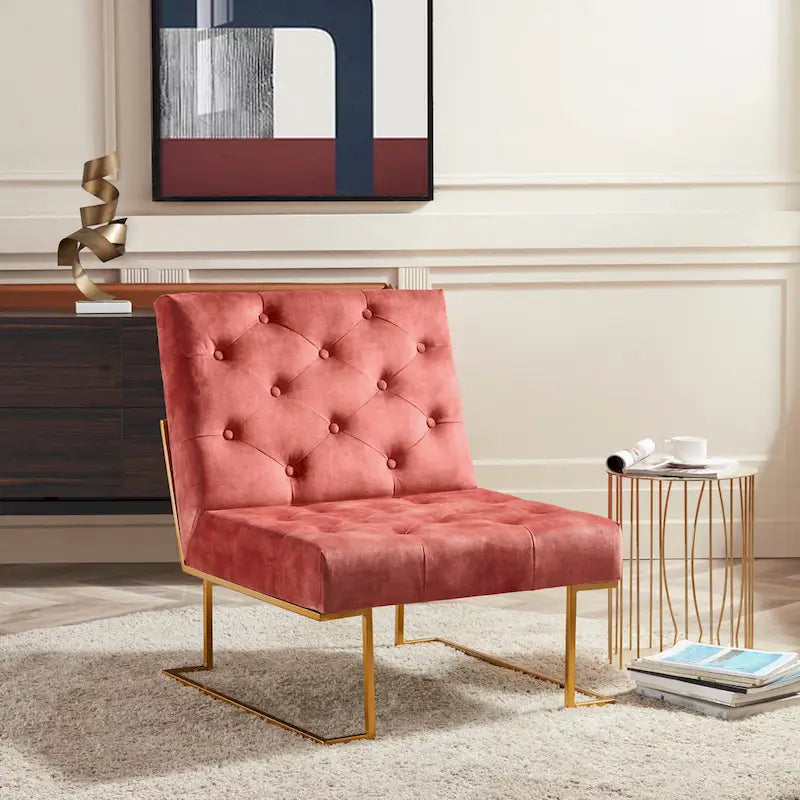 Tufted Velvet Upholstered Lounge Accent Chair