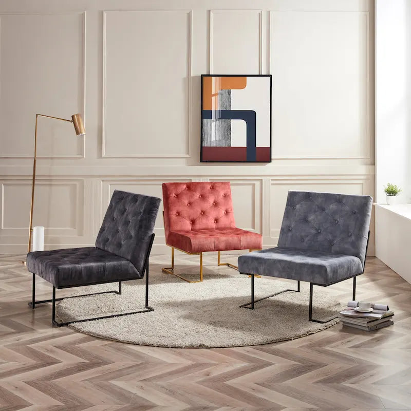 Tufted Velvet Upholstered Lounge Accent Chair