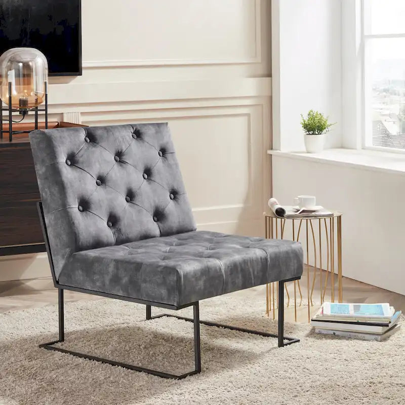 Tufted Velvet Upholstered Lounge Accent Chair