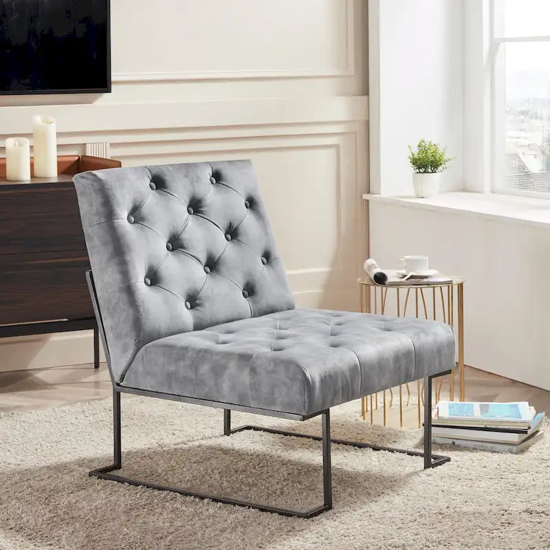 Tufted Velvet Upholstered Lounge Accent Chair