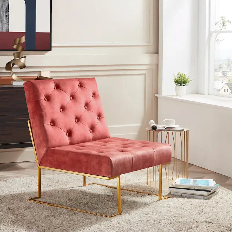 Tufted Velvet Upholstered Lounge Accent Chair