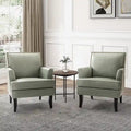 Modern Classic Polyester Accent Chair with Solid Wooden Legs Set of 2 by