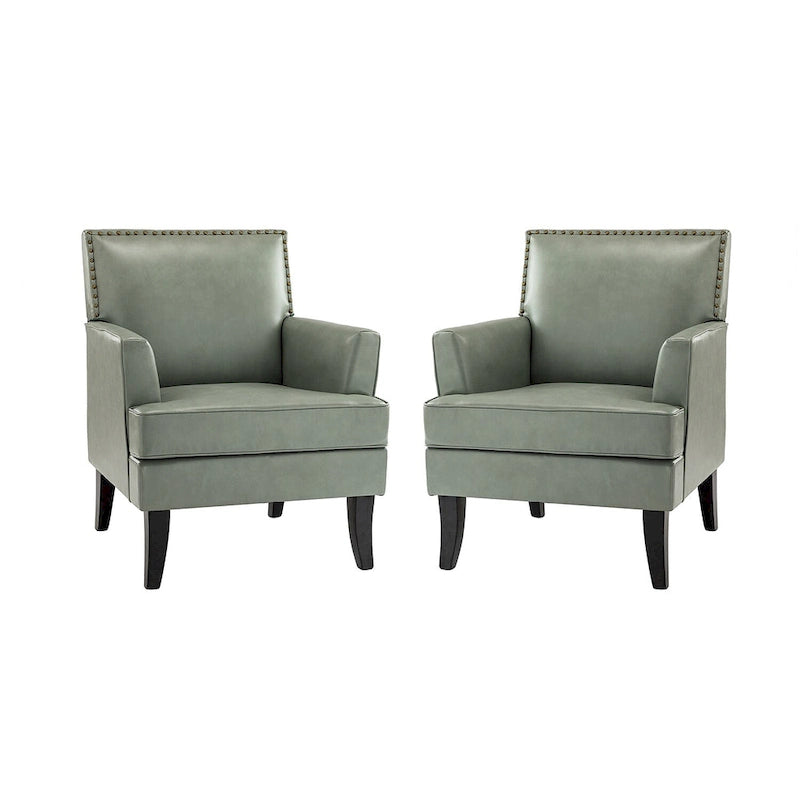 Modern Classic Polyester Accent Chair with Solid Wooden Legs Set of 2 by