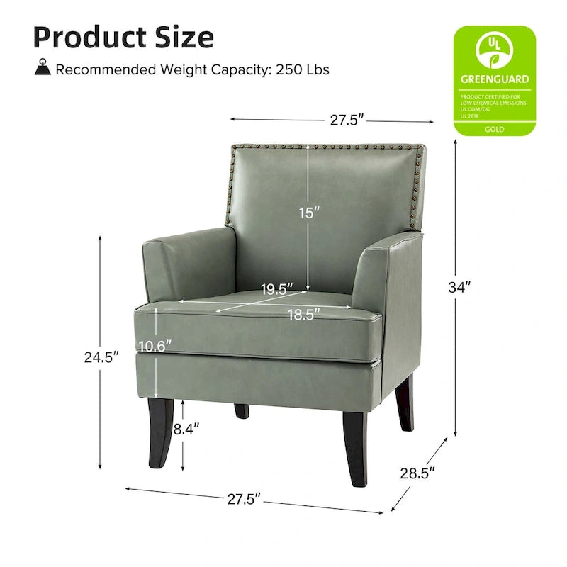 Modern Classic Polyester Accent Chair with Solid Wooden Legs Set of 2 by