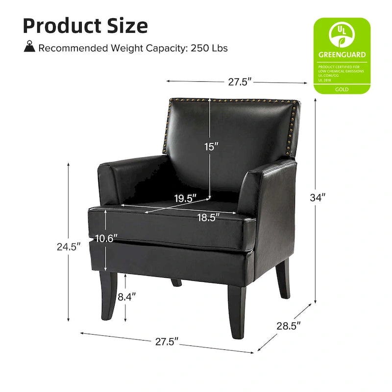 Modern Classic Polyester Accent Chair with Solid Wooden Legs Set of 2 by