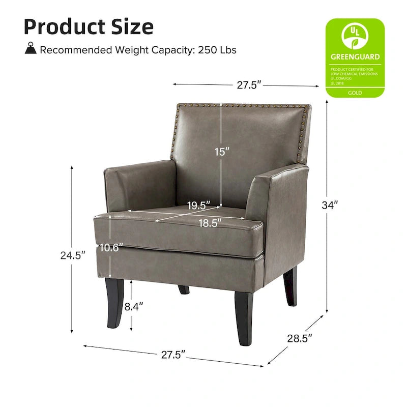 Modern Classic Polyester Accent Chair with Solid Wooden Legs Set of 2 by