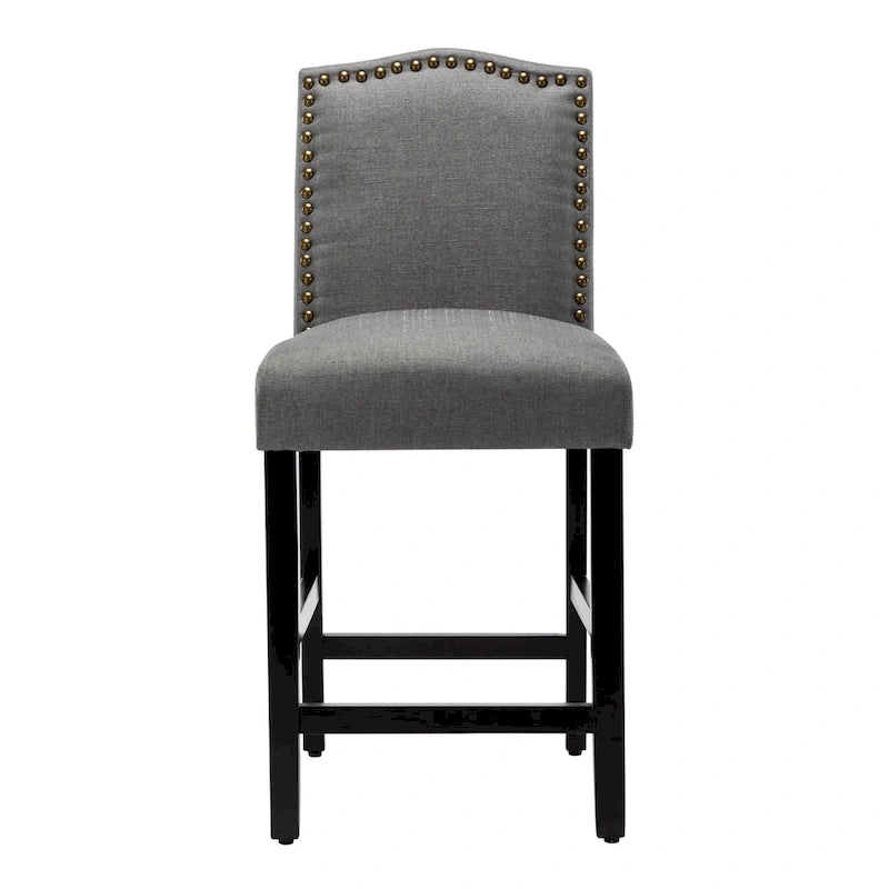 24 Inches Fabric Upholstered Nailhead Trim Counter Height Bar stools with Back Set of 2