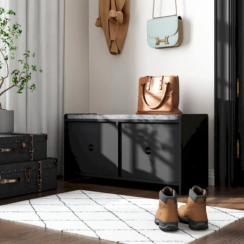 Entyrway Shoe Change Bench Storage Cabinets with Cushion