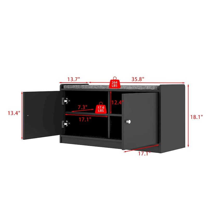 Entyrway Shoe Change Bench Storage Cabinets with Cushion