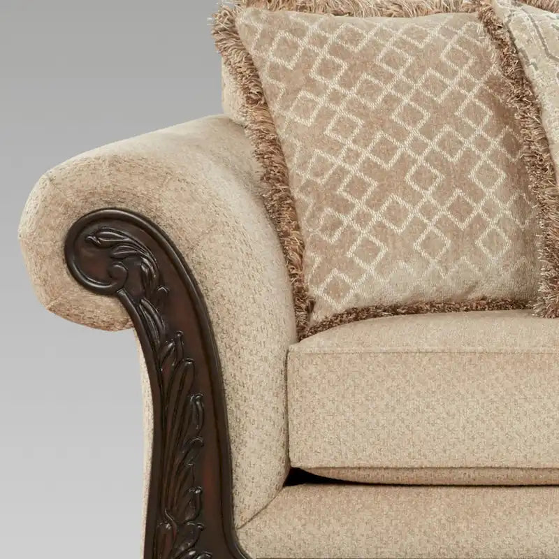 Carved Wood Frame Loveseat