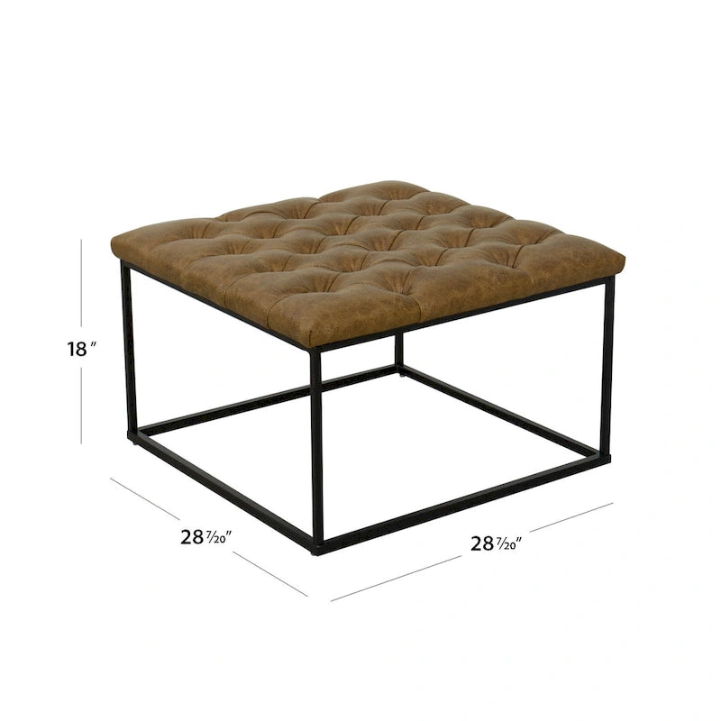 Square Button-tufted upholstered top Cocktail Ottoman