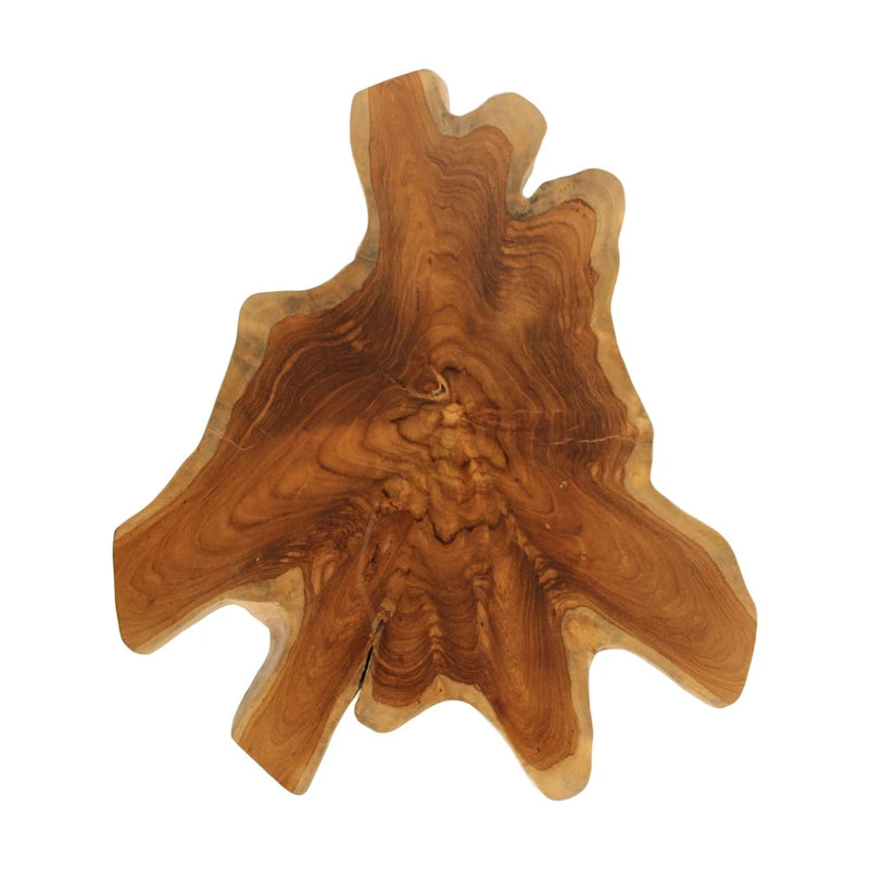 Natural Live-Edge Teak Wood Table With Iron Legs by