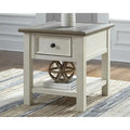 Antique White/Brown Casual End Table