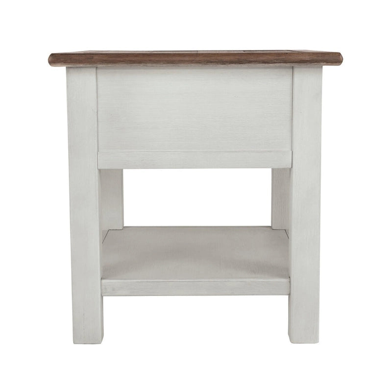 Antique White/Brown Casual End Table