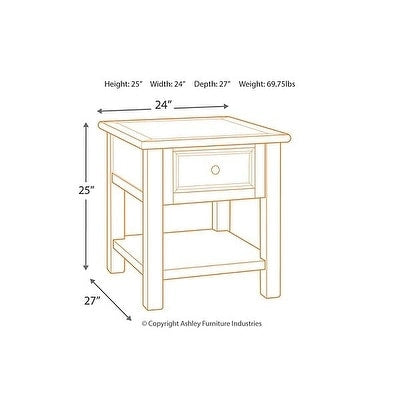 Antique White/Brown Casual End Table