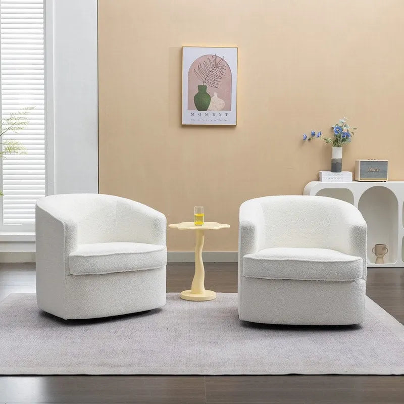 Modern Boucle Upholstered 360 Degree Swivel Accent Club Chair Set of 2