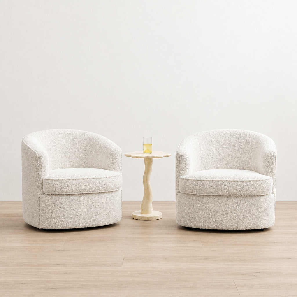 SEYNAR Modern Boucle Upholstered 360 Degree Swivel Accent Club Chair Set of 2