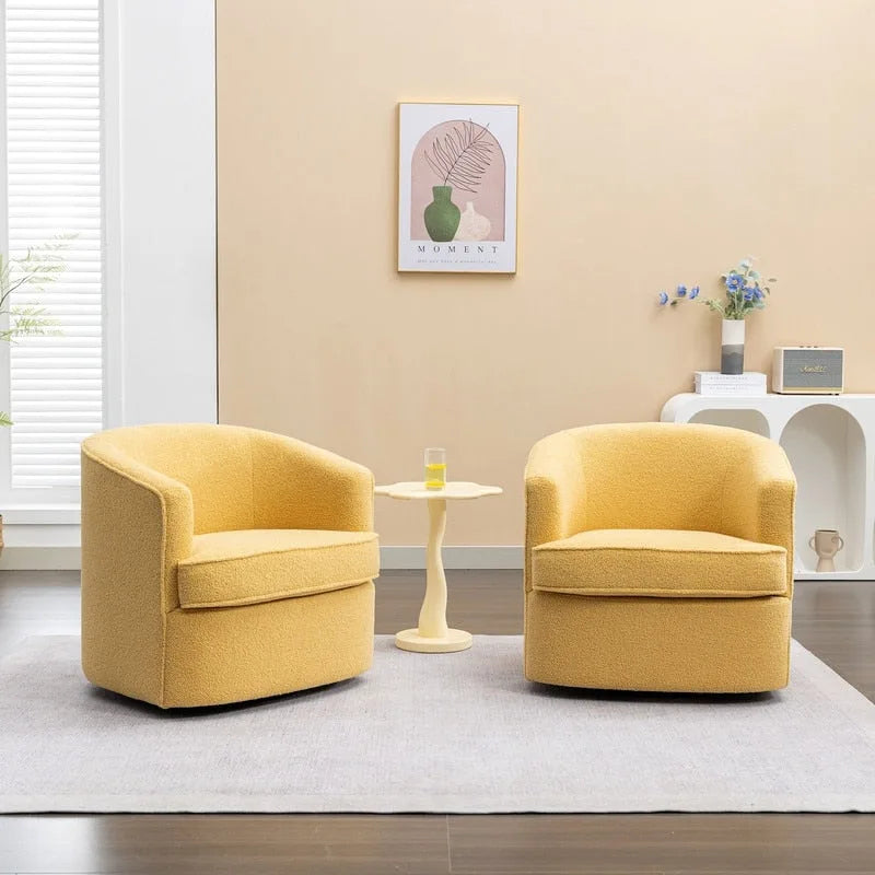 Modern Boucle Upholstered 360 Degree Swivel Accent Club Chair Set of 2