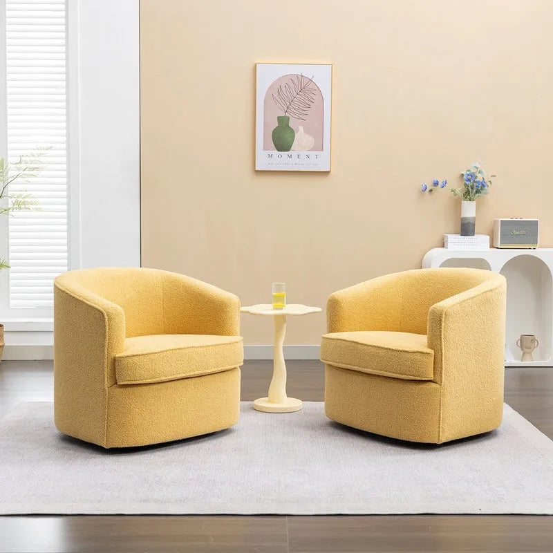Modern Boucle Upholstered 360 Degree Swivel Accent Club Chair Set of 2