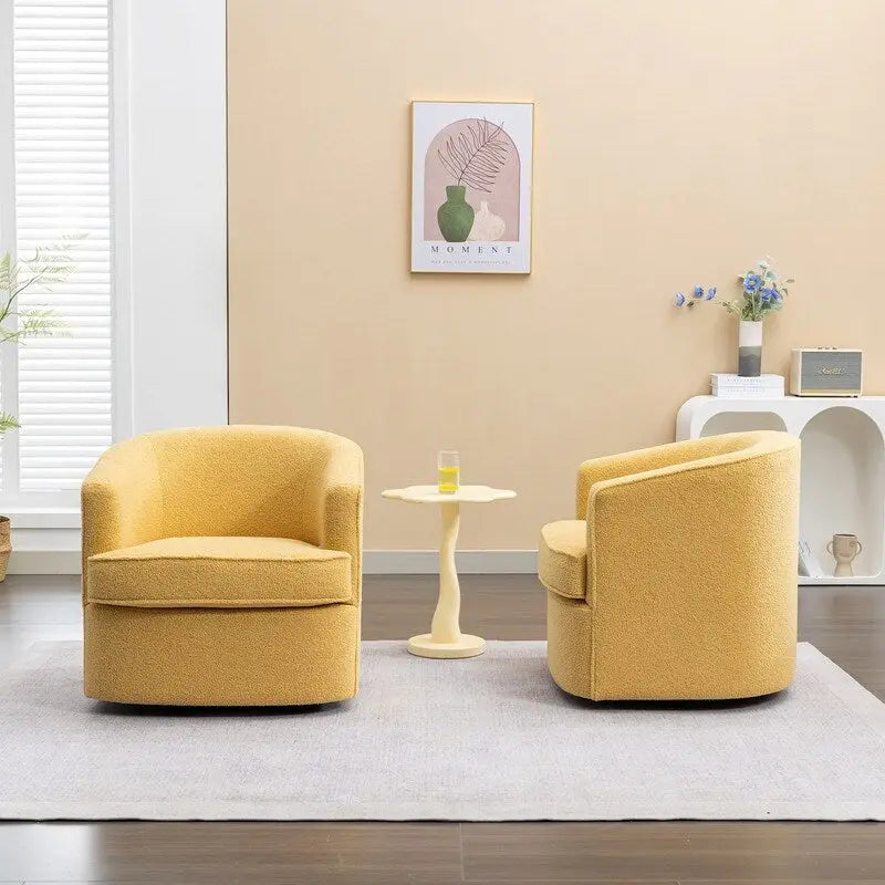 Modern Boucle Upholstered 360 Degree Swivel Accent Club Chair Set of 2