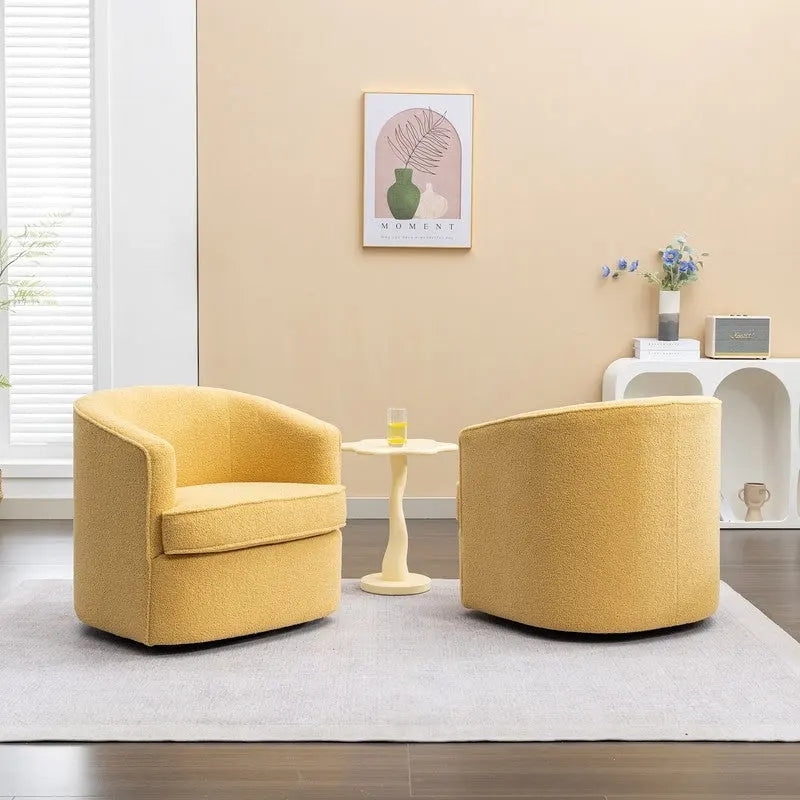 Modern Boucle Upholstered 360 Degree Swivel Accent Club Chair Set of 2