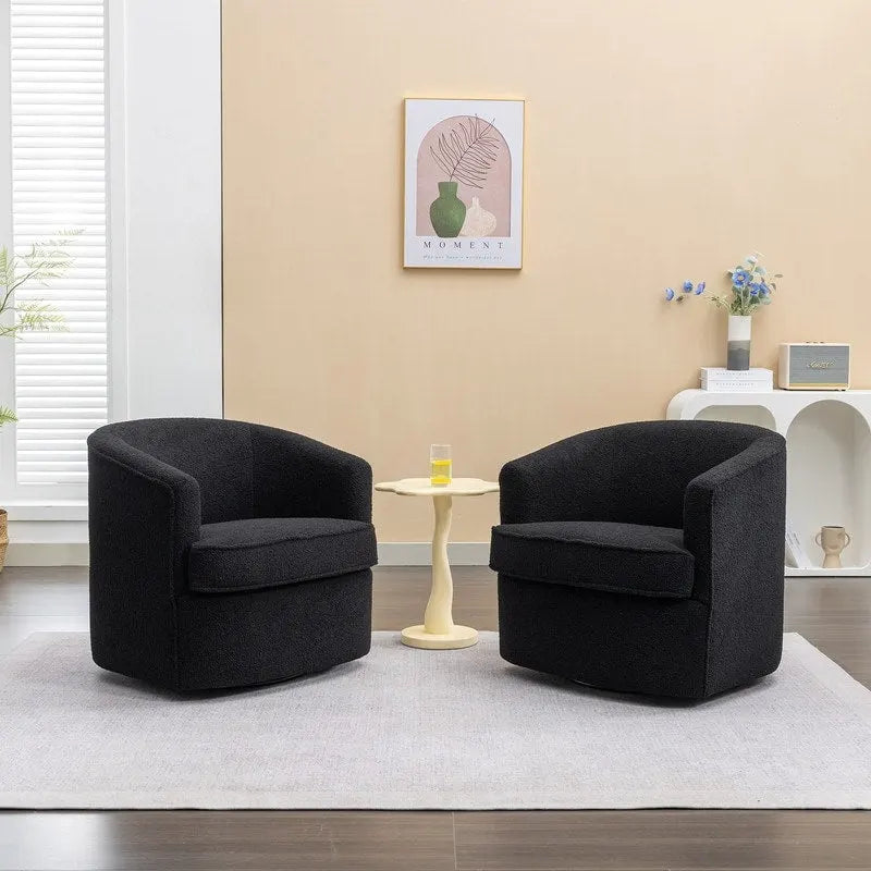 Modern Boucle Upholstered 360 Degree Swivel Accent Club Chair Set of 2
