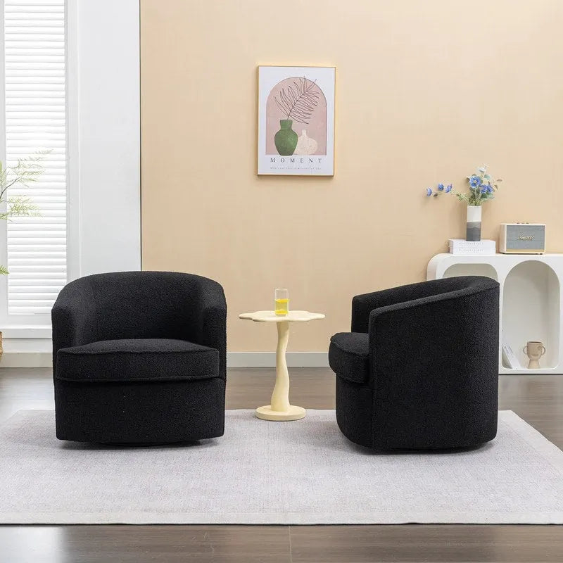 Modern Boucle Upholstered 360 Degree Swivel Accent Club Chair Set of 2