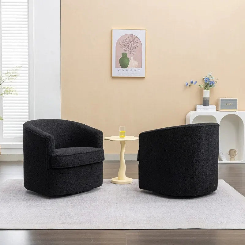 Modern Boucle Upholstered 360 Degree Swivel Accent Club Chair Set of 2