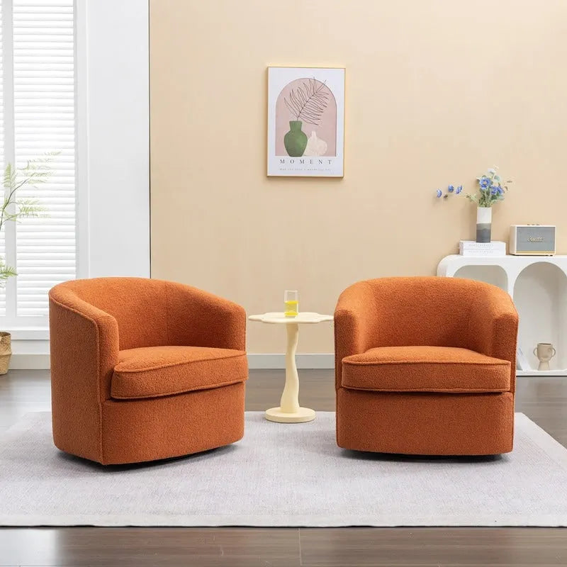 Modern Boucle Upholstered 360 Degree Swivel Accent Club Chair Set of 2