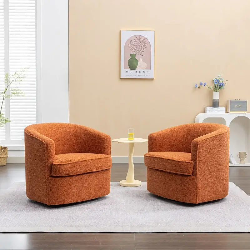 Modern Boucle Upholstered 360 Degree Swivel Accent Club Chair Set of 2
