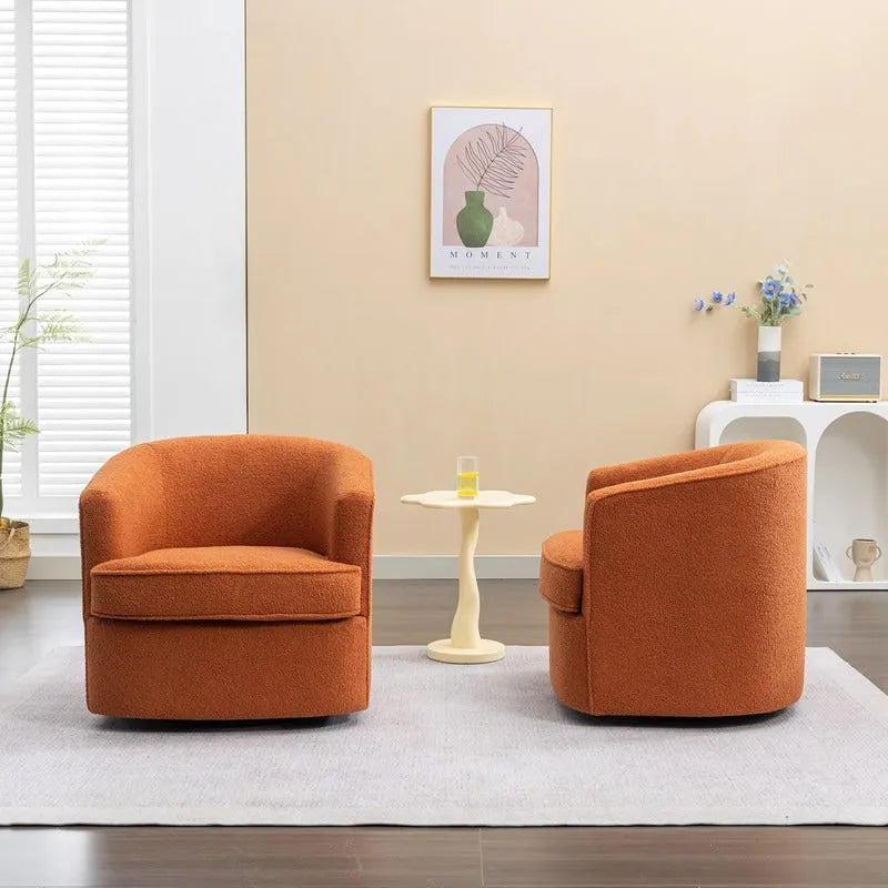Modern Boucle Upholstered 360 Degree Swivel Accent Club Chair Set of 2