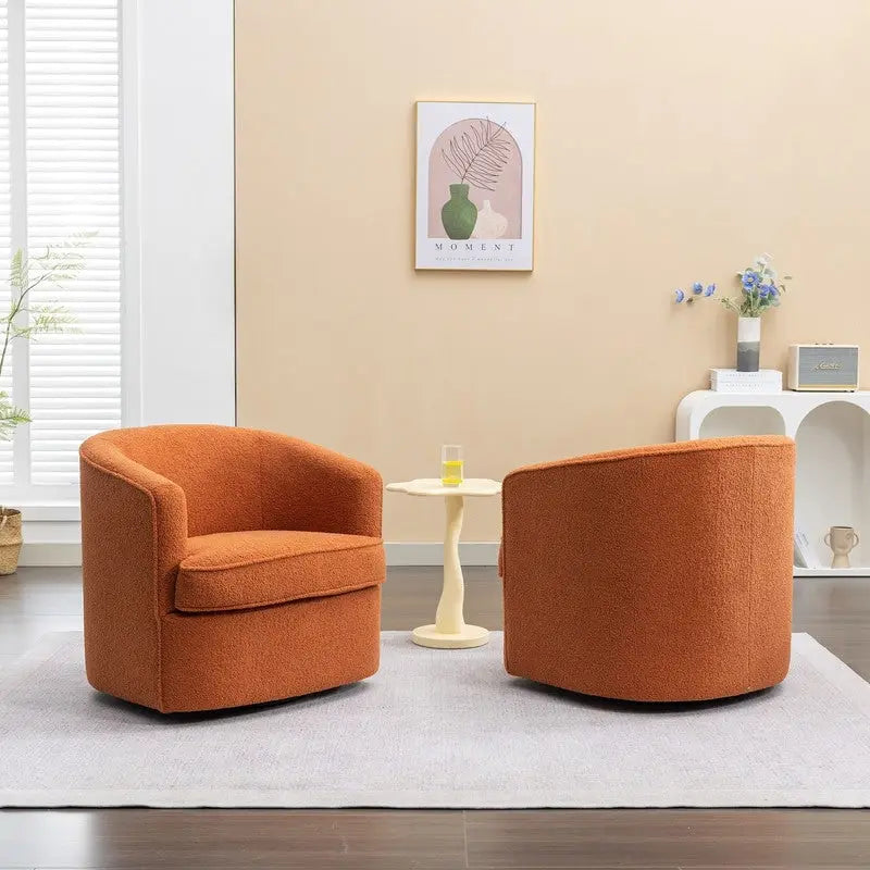 Modern Boucle Upholstered 360 Degree Swivel Accent Club Chair Set of 2