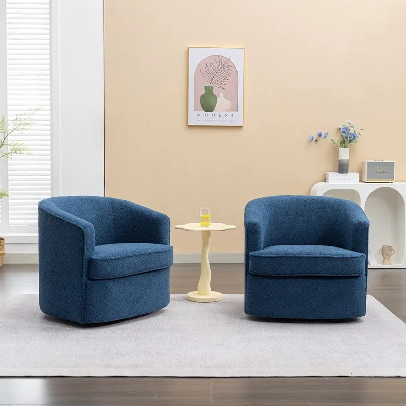 Modern Boucle Upholstered 360 Degree Swivel Accent Club Chair Set of 2