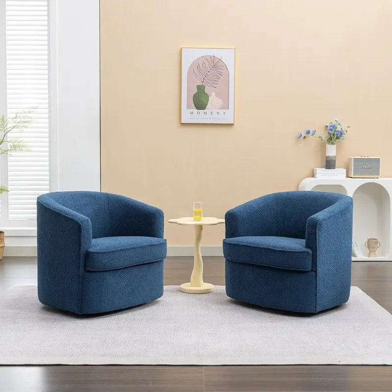 Modern Boucle Upholstered 360 Degree Swivel Accent Club Chair Set of 2