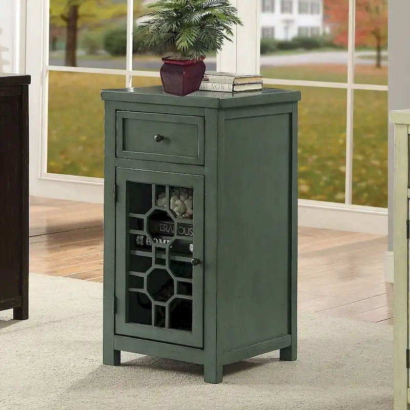 Transitional 18-inch Solid Wood 1-Drawer Side Table by