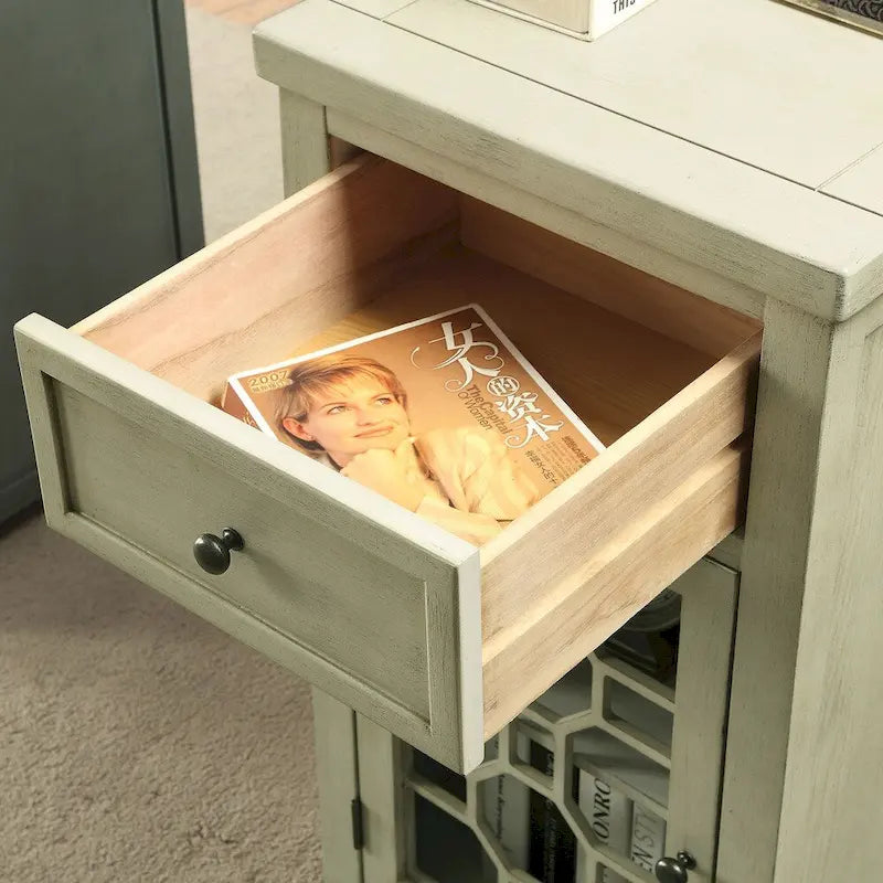 Transitional 18-inch Solid Wood 1-Drawer Side Table by