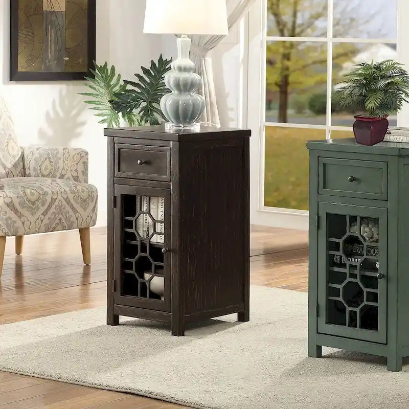 Transitional 18-inch Solid Wood 1-Drawer Side Table by