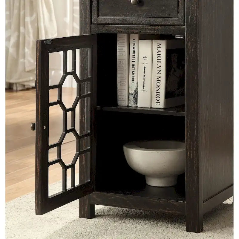 Transitional 18-inch Solid Wood 1-Drawer Side Table by