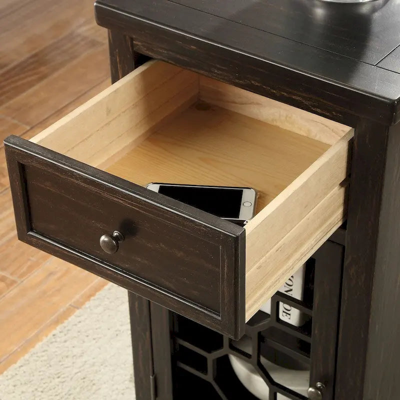 Transitional 18-inch Solid Wood 1-Drawer Side Table by