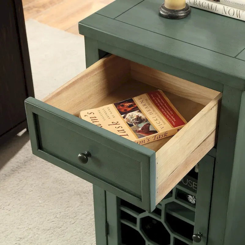 Transitional 18-inch Solid Wood 1-Drawer Side Table by