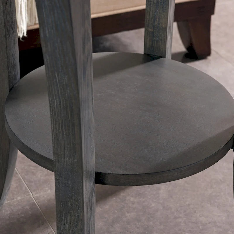 Round Side Table with Shelf