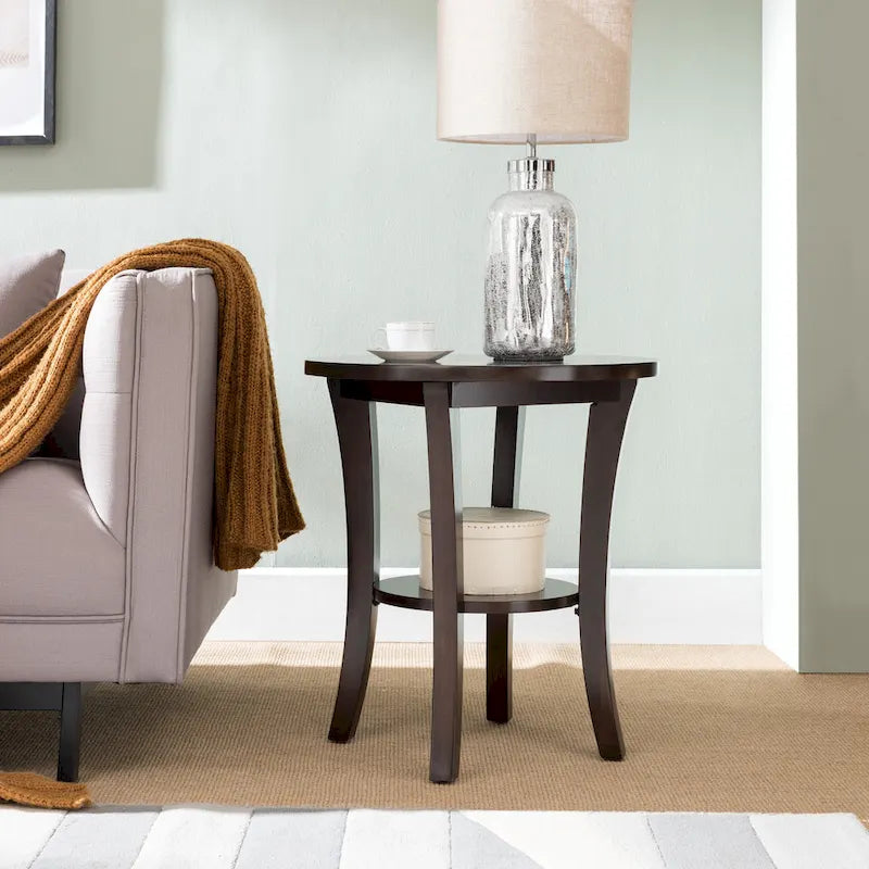 Round Side Table with Shelf